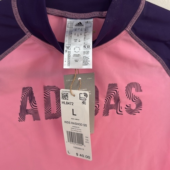 *NWT Adidas Kids Rashguard Swim Top - Picture 5 of 5